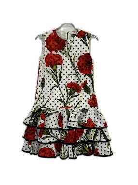 Dolce & Gabbana White Dot Carnation Dress 38